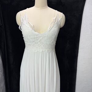 J For Justify M White Crochet Lace Boho Maxi Dress Babydoll Gauze Sexy Feminine